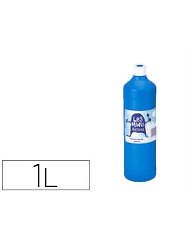 Gouache mini artistes économique ultra-lavable prête à l'emploi épaisse onctueuse coloris bleu flacon 1000ml.