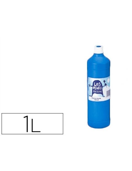 Gouache mini artistes économique ultra-lavable prête à l'emploi épaisse onctueuse coloris bleu flacon 1000ml.