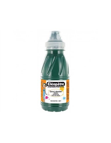 Encre a dessiner cleopatre diluable a l eau multisupports flacon de 250 ml coloris vert sapin.