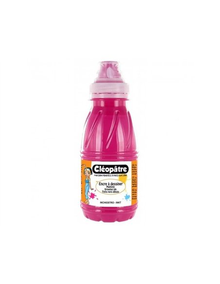 Encre a dessiner cleopatre multisupports diluable a l eau flacon de 500 ml coloris rose.