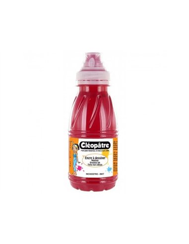 Encre a dessiner cleopatre diluable a l eau multisupports flacon de 500 ml coloris carmin.
