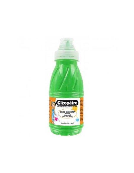 Encre a dessiner cleopatre multisupports diluable a l eau flacon de 500 ml coloris vert clair.