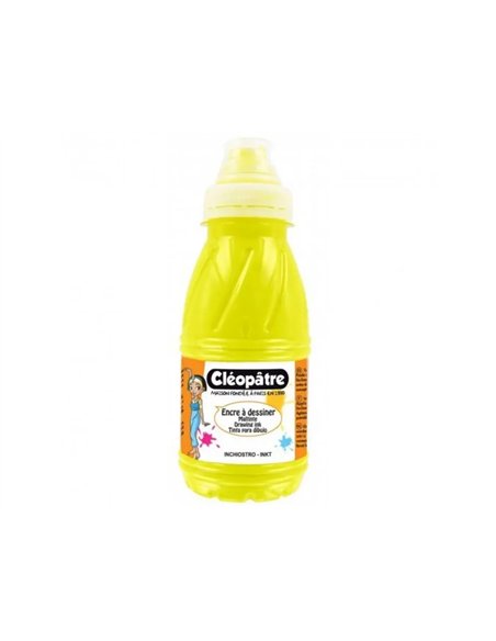 Encre a dessiner cleopatre multisupports diluable a l eau flacon de 500 ml coloris jaune.