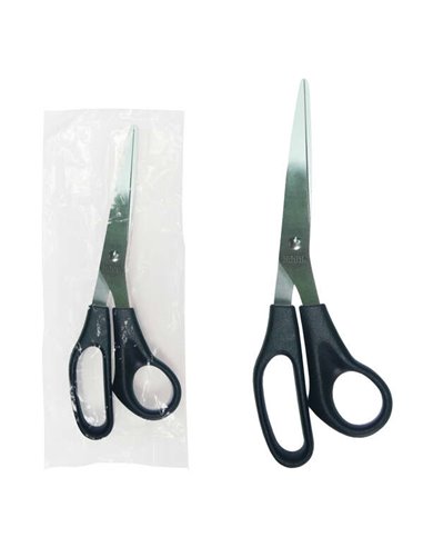 Ciseaux Dohe en acier inoxydable - Pointes arrondies - Manche ergonomique en plastique - Noir - Emballage individuel