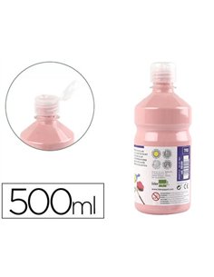 Gouache scolaire liderpapel liquide lavable fermeture sécurité brillante coloris rose flacon 500ml.