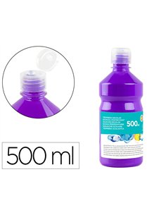 Gouache scolaire liderpapel liquide lavable fermeture sécurité brillante coloris violet flacon 500ml.