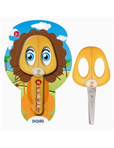 Ciseaux d'école pour enfants Dohe - Acier inoxydable - Pointes arrondies - Protège-lame - Motif lion