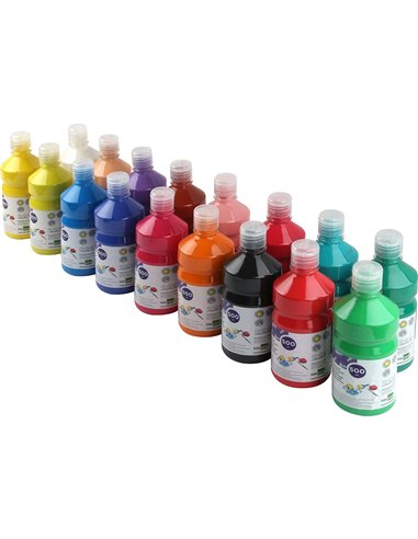 Gouache scolaire liderpapel liquide lavable fermeture sécurité brillante coloris vert flacon 500ml.