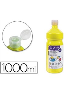 Gouache scolaire liderpapel liquide lavable fermeture sécurité brillante coloris jaune flacon 1000ml.