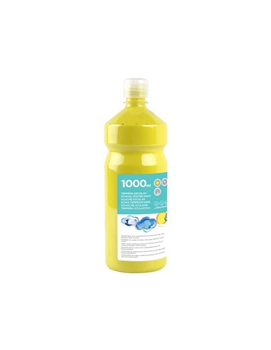 Gouache scolaire liderpapel liquide lavable fermeture sécurité brillante coloris jaune citron flacon 1000ml.