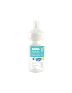 Gouache scolaire liderpapel liquide lavable fermeture sécurité brillante coloris blanc flacon 1000ml. 2