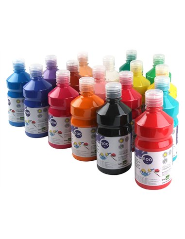 Gouache scolaire liderpapel liquide lavable fermeture sécurité brillante coloris noir flacon 500ml.