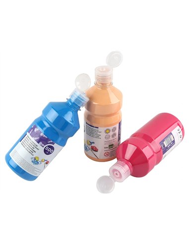 Gouache scolaire liderpapel liquide lavable fermeture sécurité brillante coloris noir flacon 500ml.