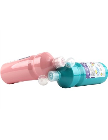 Gouache scolaire liderpapel liquide lavable fermeture sécurité brillante coloris rouge flacon 1000ml.