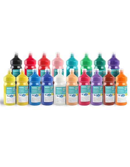 Gouache scolaire liderpapel liquide lavable fermeture sécurité brillante coloris chair flacon 1000ml.
