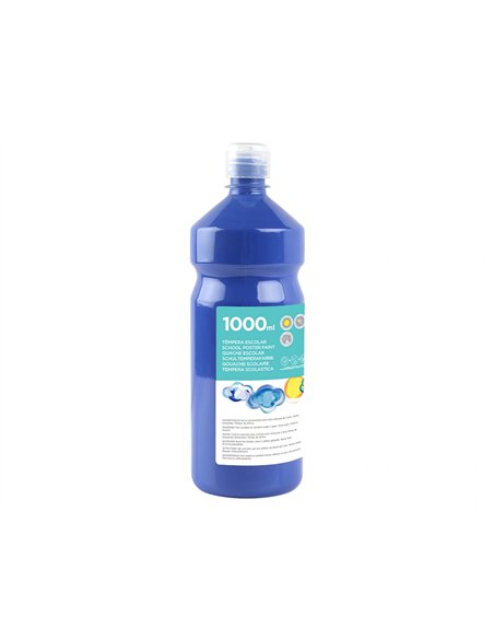 Gouache scolaire liderpapel liquide lavable fermeture sécurité brillante coloris bleu marine flacon 1000ml.