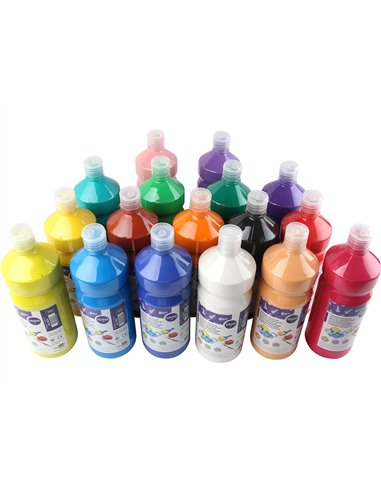 Gouache scolaire liderpapel liquide lavable fermeture sécurité brillante coloris bleu flacon 1000ml.
