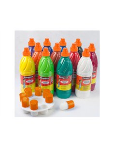 Gouache liquide cleopatre nefertari 1l + palette + 8 pinceaux pochoirs assortiment de 12 unites.