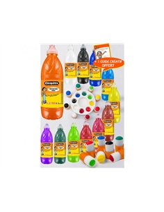 Gouache liquide cleopatre nefertari 1l + palette + 8 pinceaux pochoirs assortiment de 12 unites. 2