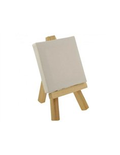 Mini chevalet bois avec toile 12x7 cm chassis 7x7 cm.