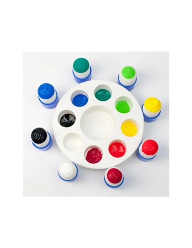 Palette godets et 10 tampons mousse dont 2 gratuits.