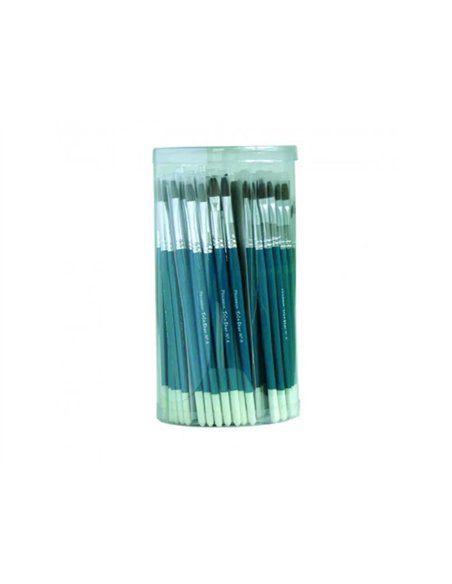Classpack pinceaux et brosses poils de poney manches en bois et virole en alu 144 pieces assorties.