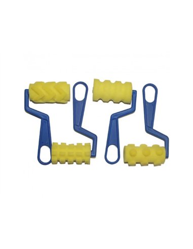 Lot de rouleaux mousse fantaisie 75 mm 4 unites formes assortis.