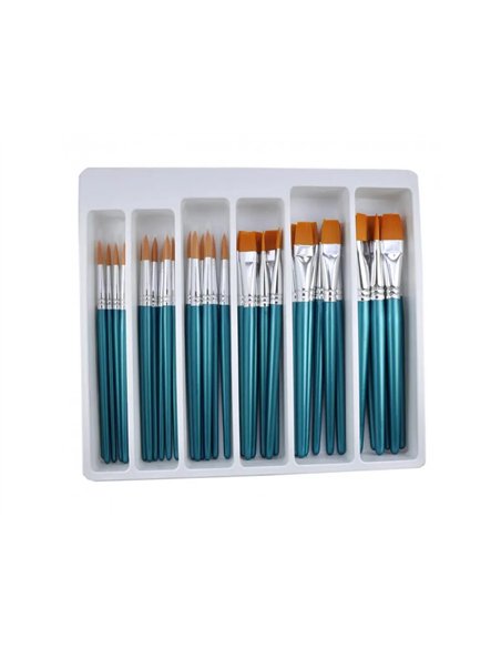 Assortiment pinceaux differentes tailles 1 bac de rangement lot de 36 pieces assorties.