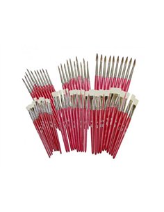 Lot assortiment de pinceaux et brosses differentes tailles 60 pieces assorties.