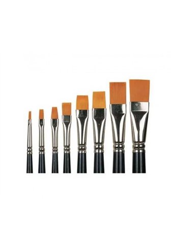 Brosses poils synthetiques plates n 14 pour peinture acrylique virole en alu lot de 10 unites.
