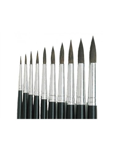Pinceaux aquarelle n10 ronds ideal pour contours ou details aquarelle ou encre lot de 10 unites.