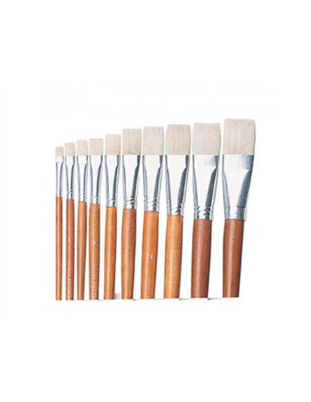 Brosse plate o'color poils en soie de porc n 22 ideal peinture acrylique virole aluminium et manche bois lot.