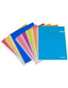 Carnet à spirales Ancor Classic Stripes, format folio quadrillé, 4 x 4 mm, 80 feuilles, 90 g/m², couverture cartonnée laminée, c