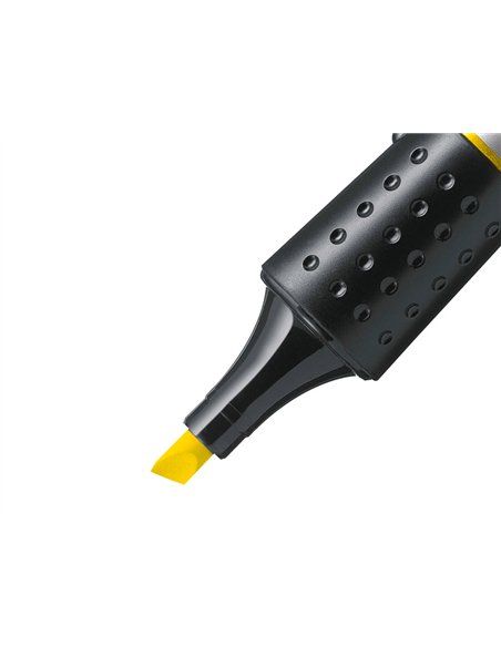 Surligneur stabilo luminator tracé 2/5mm encre liquide niveau visible base ergonomique coloris jaune.