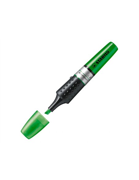 Surligneur stabilo luminator tracé 2/5mm encre liquide niveau visible base ergonomique couleur vert.