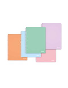 Carnet à spirales Ancor Classic Stripes, format folio quadrillé, 4 x 4 mm, 80 feuilles, 90 g/m², couverture plastique, couleurs 