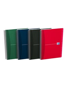 Cahier Oxford Office Essentials A5 à couverture souple - Index alphabétique A-Z - 1 ligne par page - 90 feuilles - Couleurs asso
