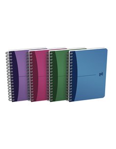 Cahier à spirale Oxford Office Urban Mix A6, 90 feuilles, quadrillage 5 x 5 mm, couverture plastique opaque, couleurs assorties
