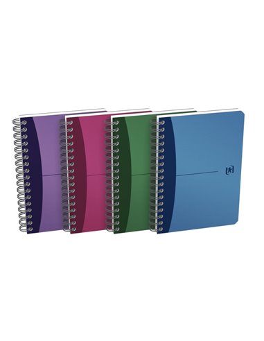 Cahier à spirale Oxford Office Urban Mix A6, 90 feuilles, quadrillage 5 x 5 mm, couverture plastique opaque, couleurs assorties