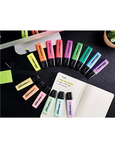 Surligneur stabilo boss original edition collector rechargeable pointe biseautee trace 2/5mm deskset 15 unites.