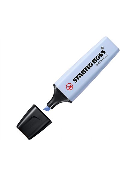 Surligneur stabilo boss original pastel encre base eau pointe biseautee largeur trace 2/5mm pochette 8 unites.