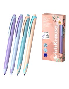 Stylo à bille rétractable Erichkrause Bloom TipFlow Matic Pastel - 0,5 mm - Trait 0,4 mm - Encre bleue - Corps pastel