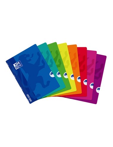 Cahier agrafé Oxford School Classic Openflex A4 - Couverture plastique résistante - Ligné simple - 48 feuilles - Couleurs assort