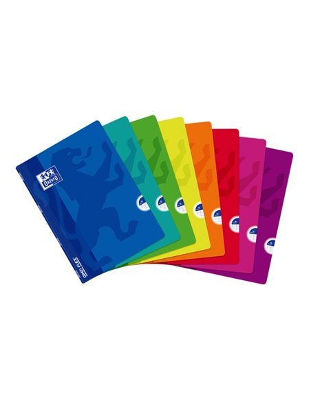 Cahier agrafé Oxford School Classic Openflex A4 - Couverture plastique résistante - Ligné simple - 48 feuilles - Couleurs assort