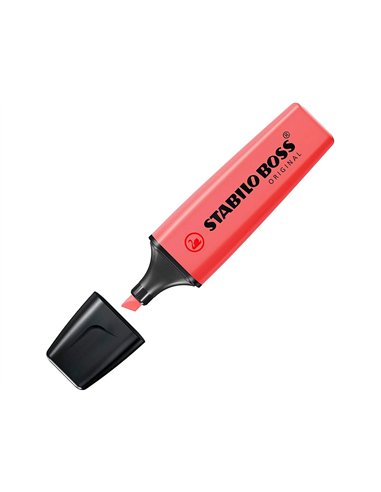 Surligneur stabilo boss tracé 2/5mm pointe biseautée encre universelle base eau résistante lumière pochette 4 unités.