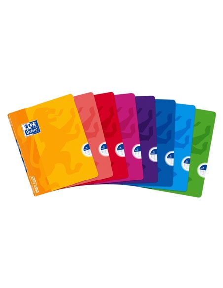 Cahier agrafé Oxford School Classic Openflex A5+, 48 feuilles lignées 2,5 avec marges, couverture plastique translucide, idéal p