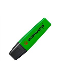 Surligneur stabilo boss tracé 2/5mm pointe biseautée encre universelle base eau résistante lumière coloris vert. 2