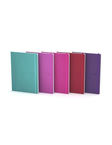 Carnet Oxford Signature A5 cousu - Couverture souple en caoutchouc - 80 feuilles unies - Couleurs assorties