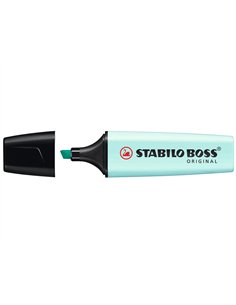 Surligneur stabilo boss pastel tracé 2/5mm pointe biseautée encre base eau résistante lumière touche turquoise. 2