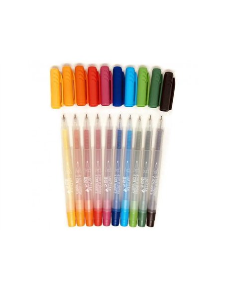 Etui feutres ecriture recycles ulmann pointe 0,4mm 10 unites coloris assortis.